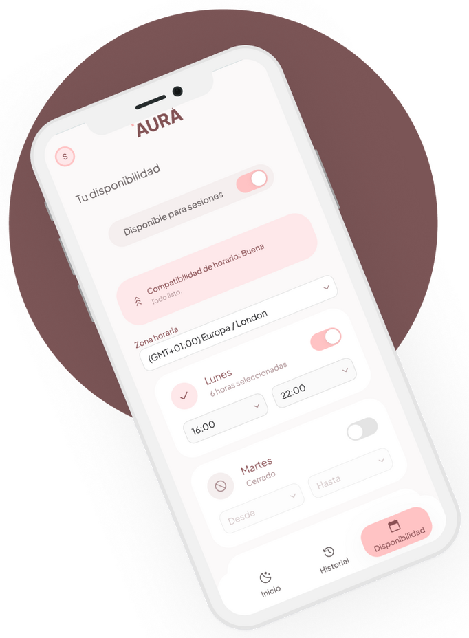 Aplicación OneAura mostrando el formulario de disponibilidad